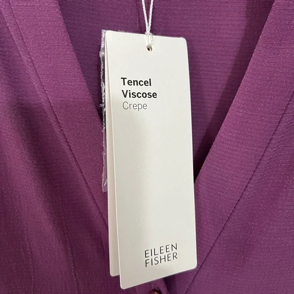 Eileen Fisher NWT Button-Front Long-Sleeve Drawstring Tencel Shirt Dress - Picture 9 of 13